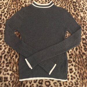 Aéropostale Charcoal Gray Ribbed Mock Neck Sweater